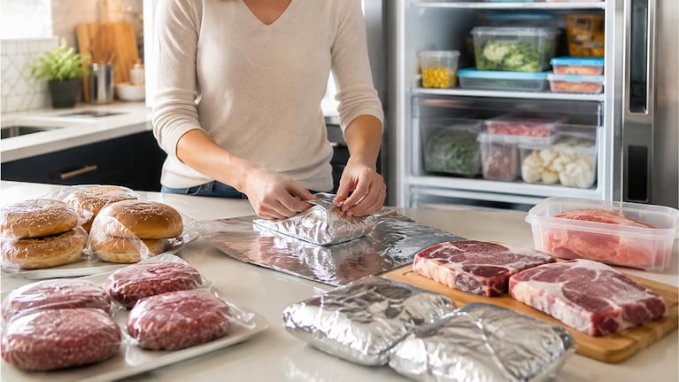 Pocos lo saben: por qué los expertos recomiendan envolver con papel aluminio los alimentos que van al freezer. Foto: IA