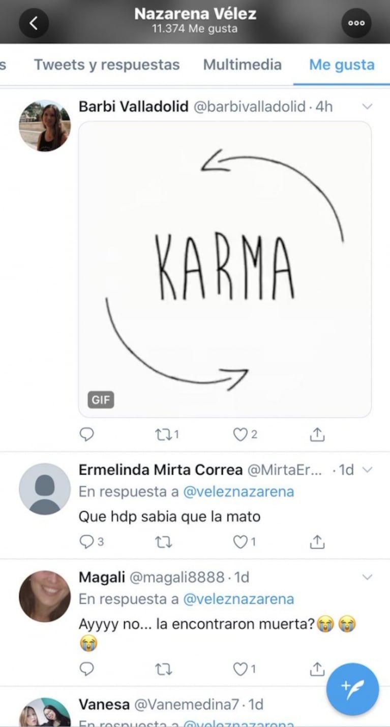 Polémico y controversial "me gusta" de Nazarena Vélez, tras que Fede Bal anunciara que tiene cáncer: "Karma"