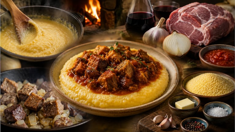 Polenta con bondiola: el paso a paso para hacerla en pocos minutos. Foto: IA