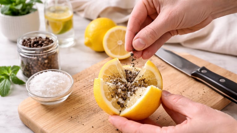 Poner pimienta negra sobre un limón: este truco casero sirve para usar el inodoro y purificar el ambiente. Foto: IA (ChatGPT)