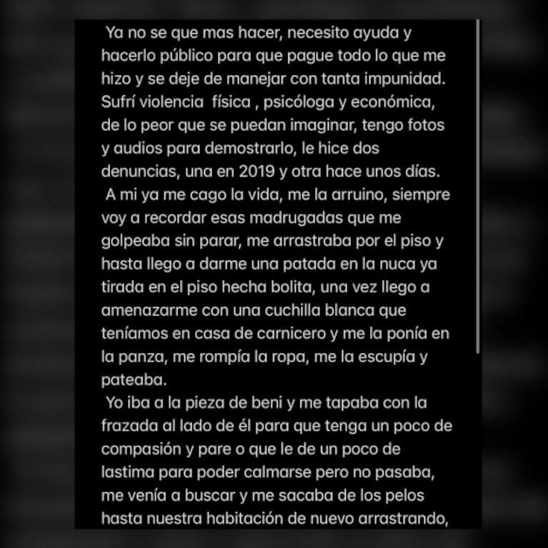 "Por favor, ayúdenme": la expareja del  futbolista Lautaro Acosta lo denunció por violencia de género