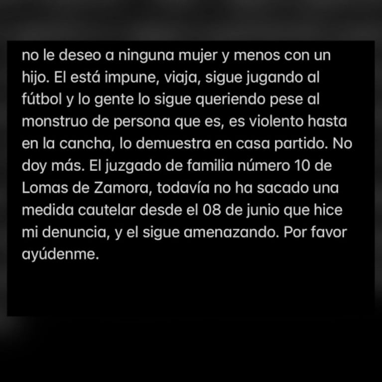 "Por favor, ayúdenme": la expareja del  futbolista Lautaro Acosta lo denunció por violencia de género
