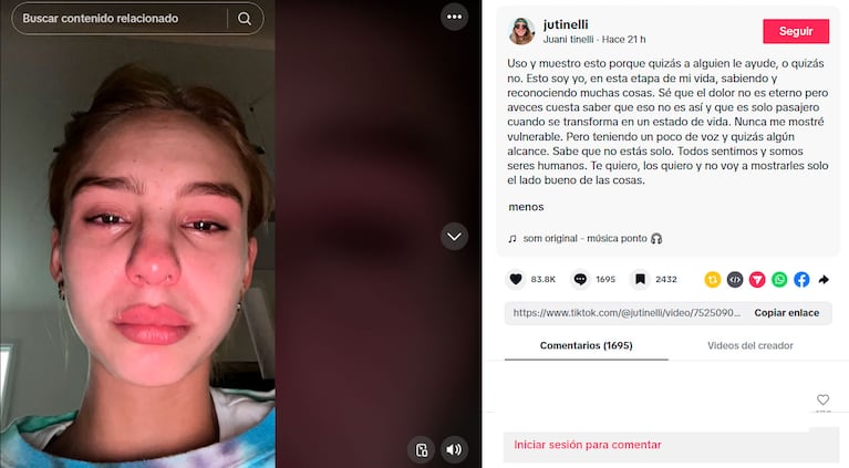 Por qué Juanita Tinelli publicó un video llorando desconsoladamente y se hizo viral