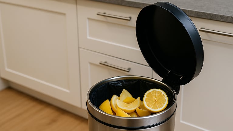 ¿Por qué poner limones en el tacho de basura es efectivo? Foto: IA