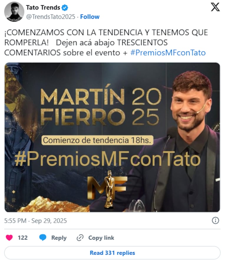 Por qué Tato de Gran Hermano fue viral durante los Martín Fierro 2025 | Créditos: captura X