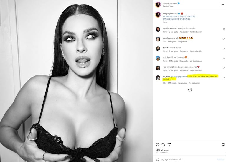 Posteo de la China Suárez (Foto: Instagram @sangrejaponessa)