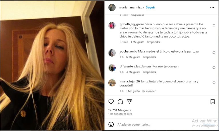 Posteos contra Mariana Nannis.