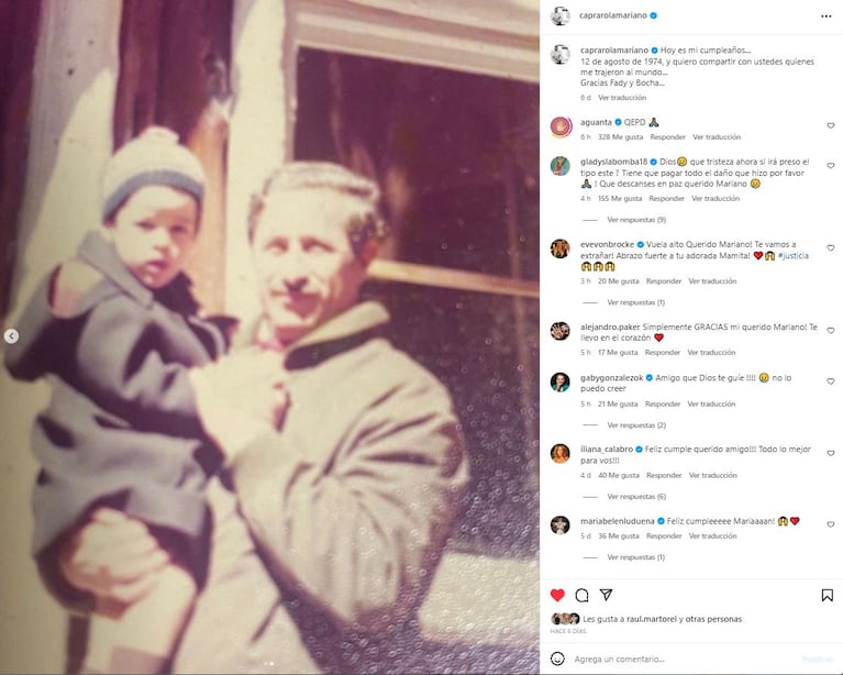 Posteos de Mariano Caprarola (Fotos: Instagram @caprarolamariano)