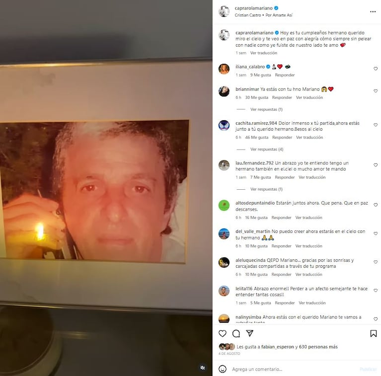 Posteos de Mariano Caprarola (Fotos: Instagram @caprarolamariano)