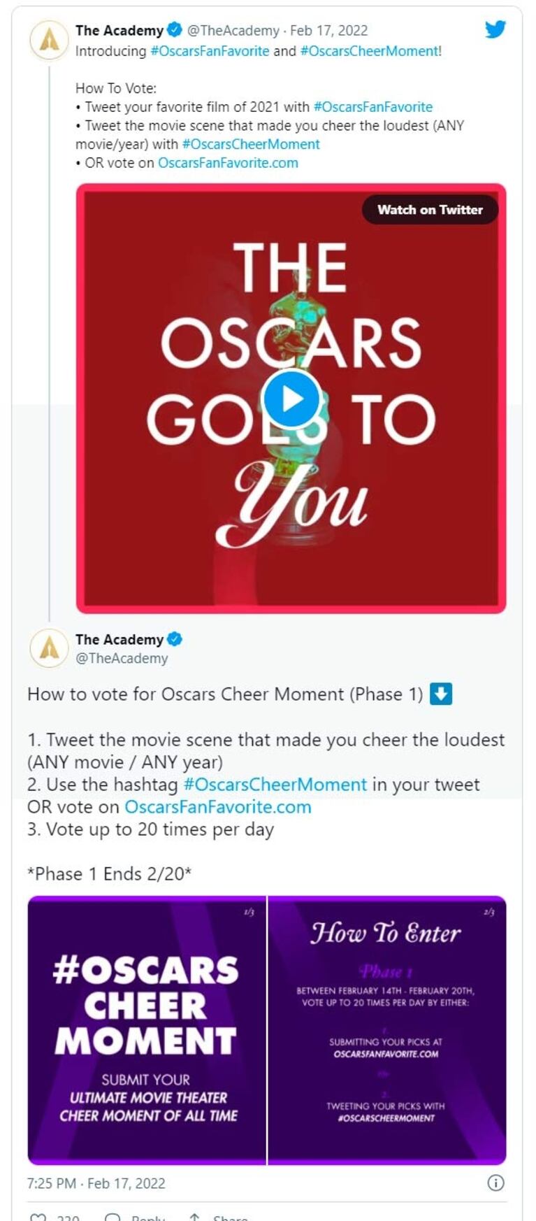 Premios Oscar 2022: las categorías que crearon para que el público vote a los ganadores desde su celular