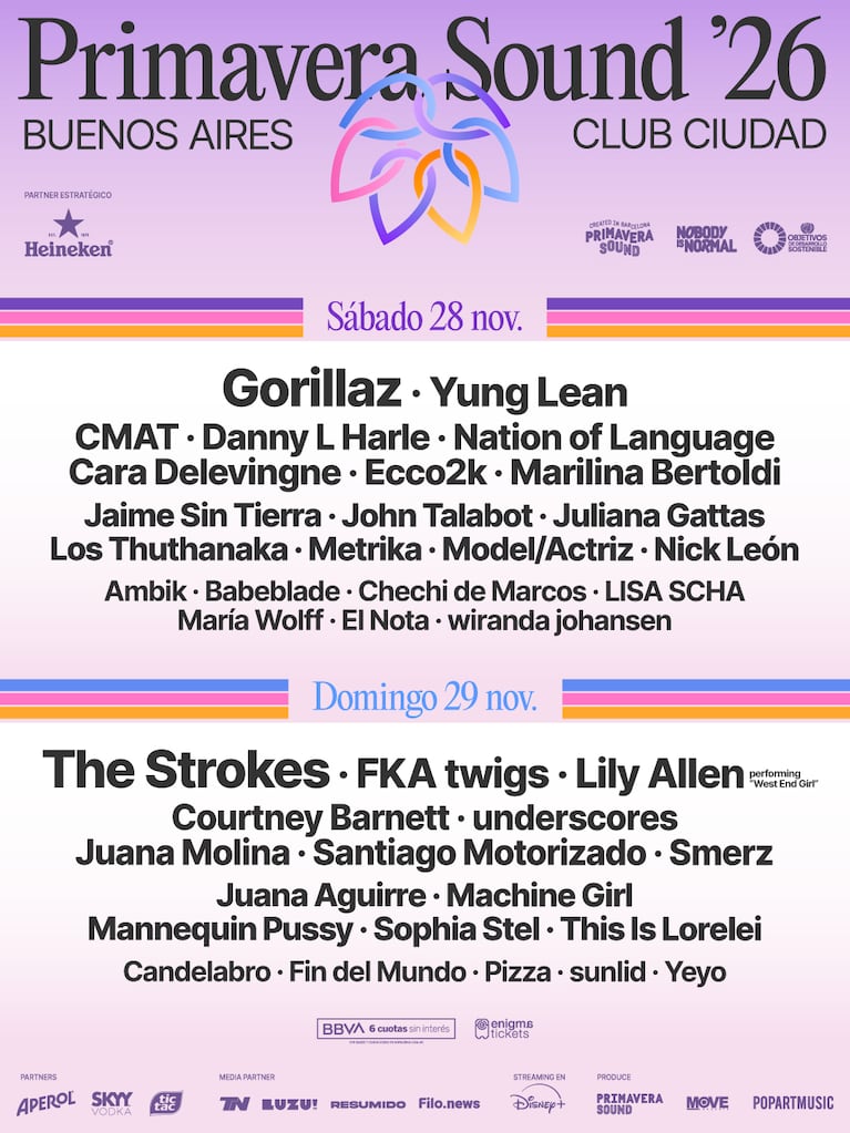 Primavera Sound Buenos Aires 2026 confirma su nueva sede: dónde actuarán Gorillaz y The Strokes