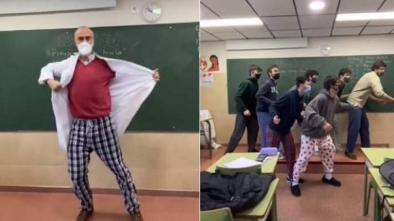 Profesor revoluciona TikTok bailando y dando una clase en pijama.