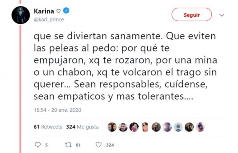 Profundo consejo de Karina La Princesita a los jóvenes tras el crimen de Fernando Báez Sosa: “Alguien los espera con el corazón en la mano"