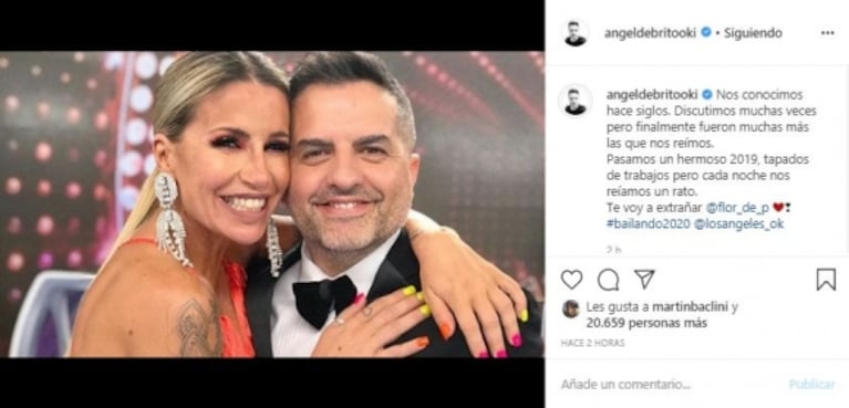Profundo mensaje de Ángel de Brito a Flor Peña: las primeras palabras de la actriz tras su baja del Bailando