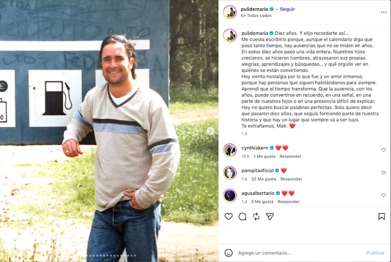 Puli Demaría recordó a su exmarido en redes sociales (Foto: Instagram @pulidemaria)