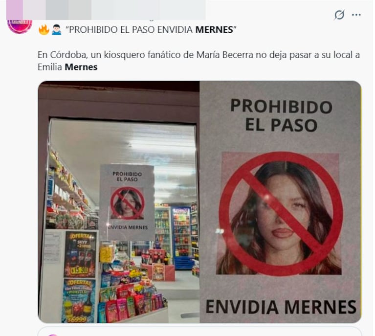 Qué apodo le pusieron a Emilia Mernes tras la versión de que coqueteó con un futbolista casado de la Selección (captura de X)