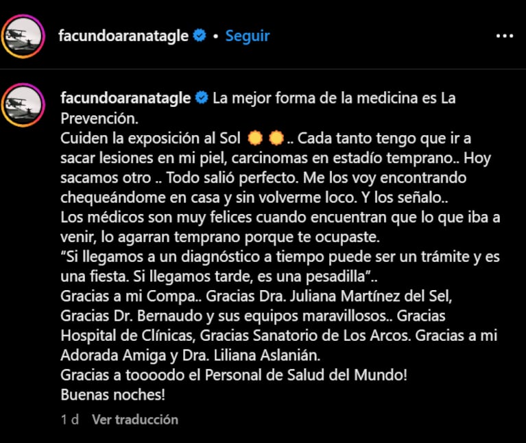 Qué es el carcinoma, el cáncer de piel que le detectaron a Facundo Arana y cómo se previene