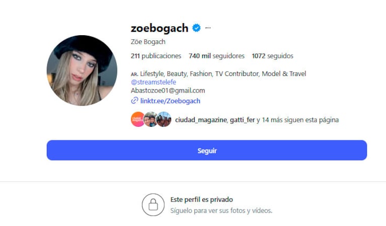 Qué hizo Zoe Bogach tras ser desvinculada de Telefe y la eliminación de Manuel de Gran Hermano (captura de Instagram)