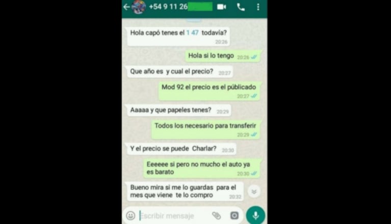 Quería vender un auto pero la negociación por WhatsApp se convirtió en un fenómeno viral