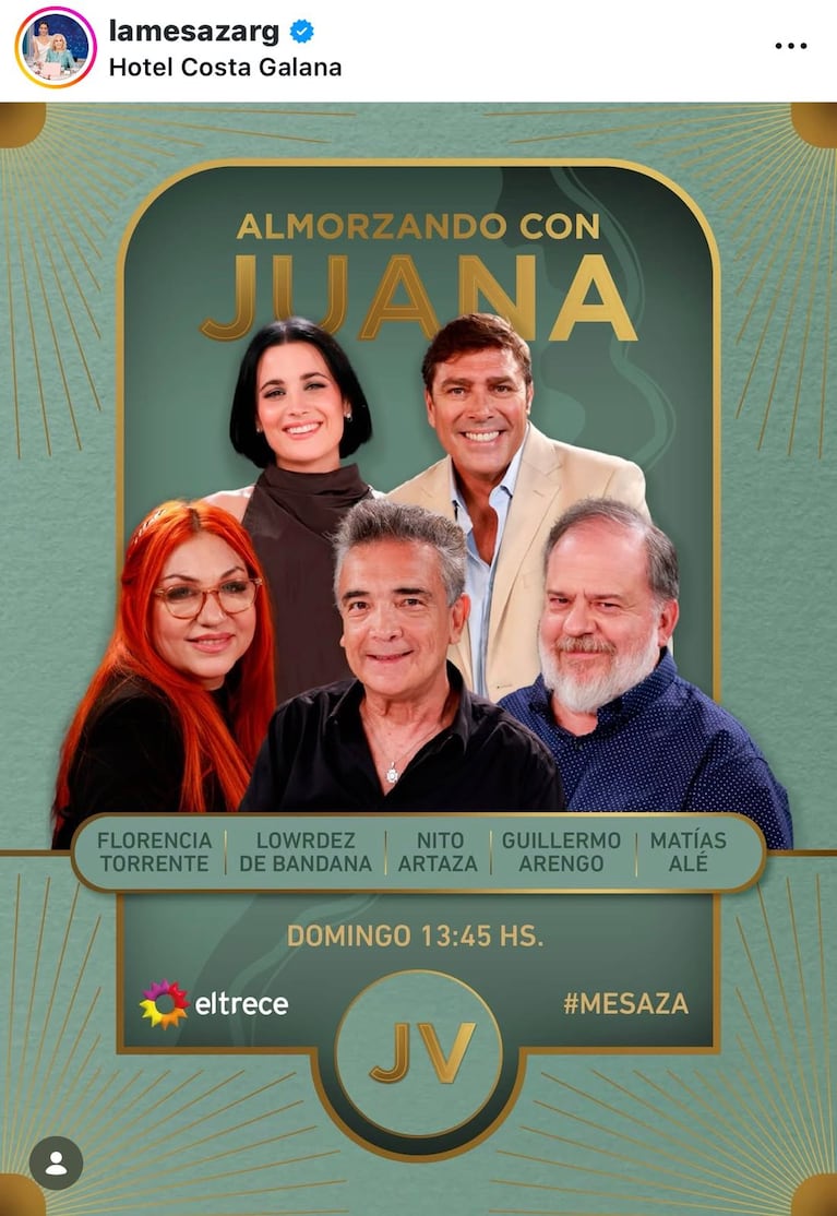 Quiénes son los invitados de Juana Viale del domingo 1 de febrero del 2026 (Foto: Instagram/@lamesazarg).