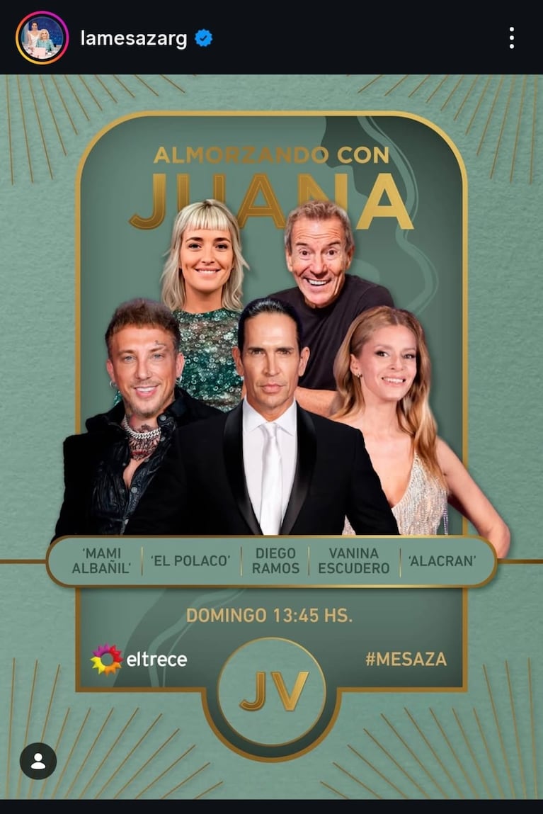 Quiénes son los invitados de Juana Viale del domingo 18 de enero de 2026 (Foto: Instagram/@lamesazarg).