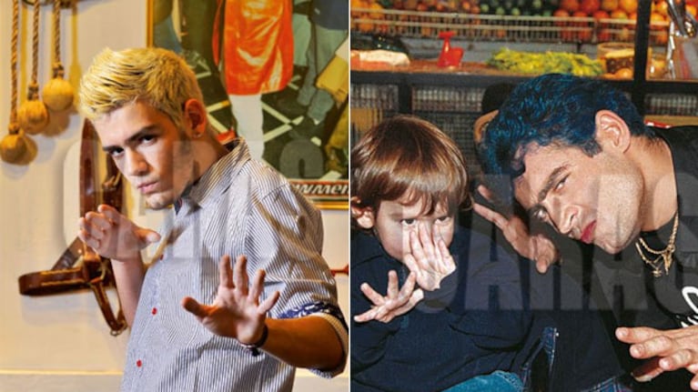 Ramiro Bueno a sus 17 años y cuando tenía 3 junto a su papá Rodrigo. (Fotos: Caras.perfil.com)