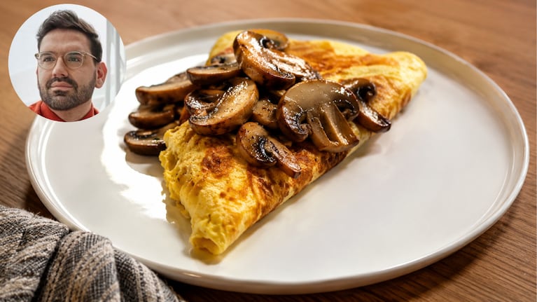 Receta de omelette con hongos, por Damián Betular. Foto: montaje