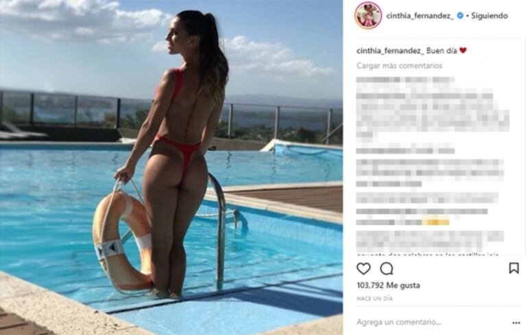 Recién separada, Cinthia Fernández calentó Instagram con una foto ultra sexy en malla 