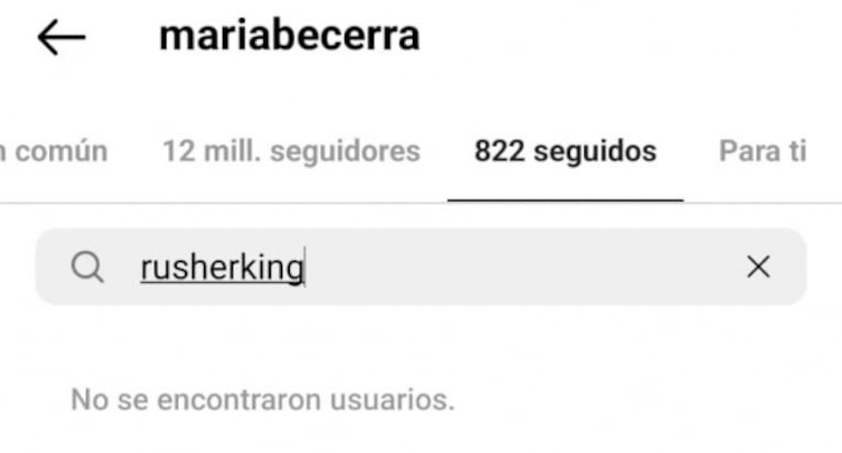 Reencuentro y guiño buena onda: Rusherking volvió a seguir a María Becerra tras la conflictiva separación