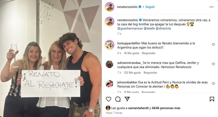 Renato Rossini y la familia de La Tora Villar (Foto: Instagram)