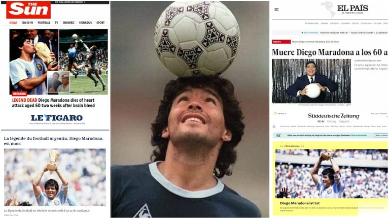 Repercusión internacional tras la muerte de Diego Maradona (Fotos: Capturas)