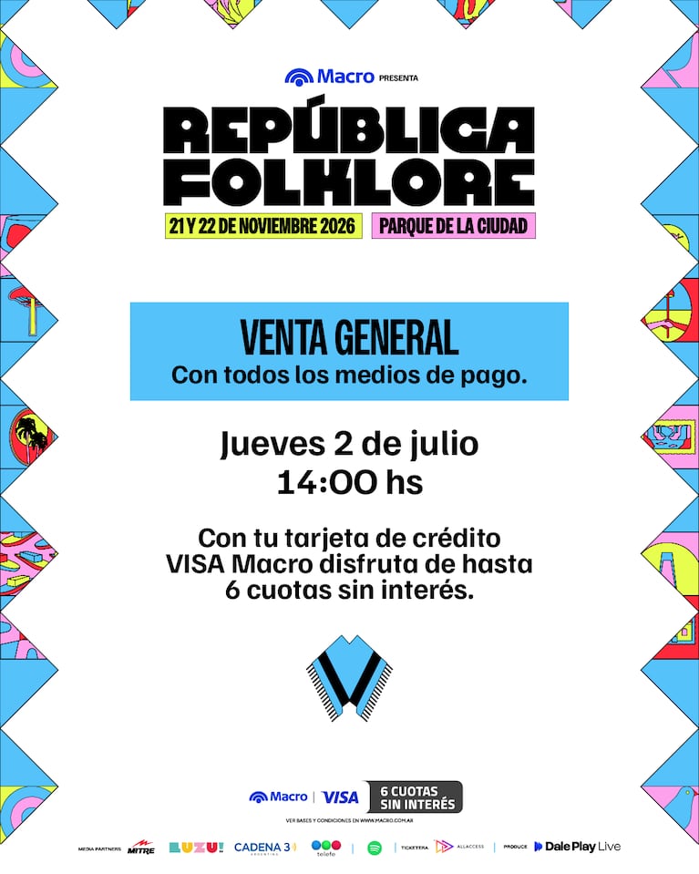 República Folklore 2026: Abel Pintos, Soledad, Chaqueño Palavecino y Cazzu encabezan la grilla del festival