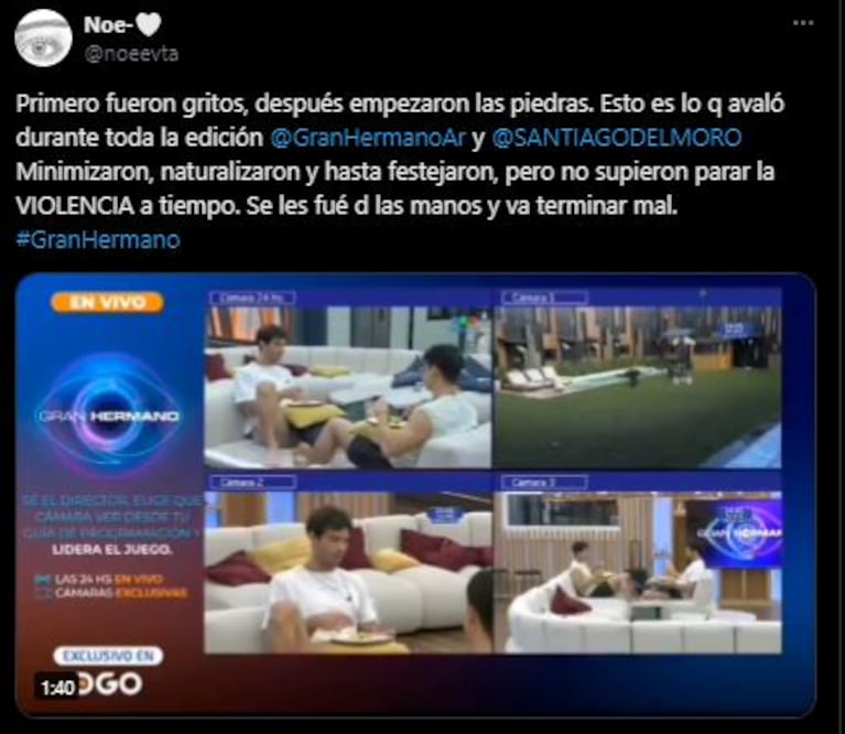 Respuesta a los piedrazos a la casa de Gran Hermano (Foto: Twitter/ X)