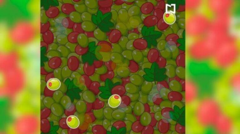 Reto visual: descubrí las aceitunas entre las uvas