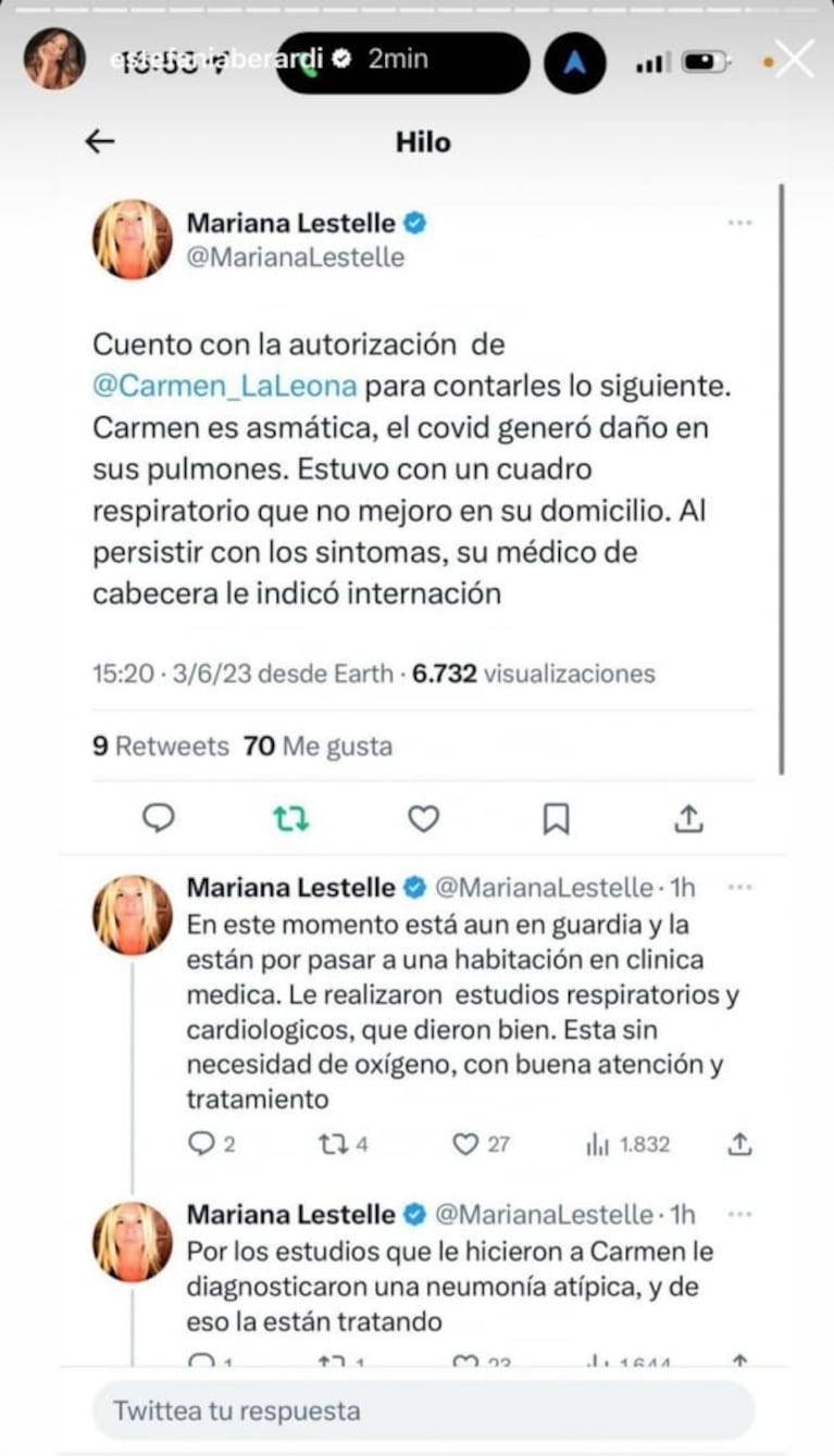 Revelan detalles de la salud de Carmen Barbieri tras su internación: "Le diagnosticaron una neumonía atípica"