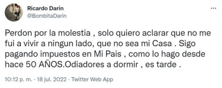 Ricardo Darín enfrentó las críticas por haber tramitado la ciudadanía uruguaya: "Sigo pagando los impuestos"