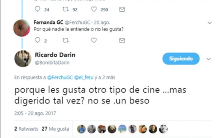 Ricardo Darín, filoso en Twitter con quienes critican su nueva película: "¿Me podrías elegir el libro vos?"