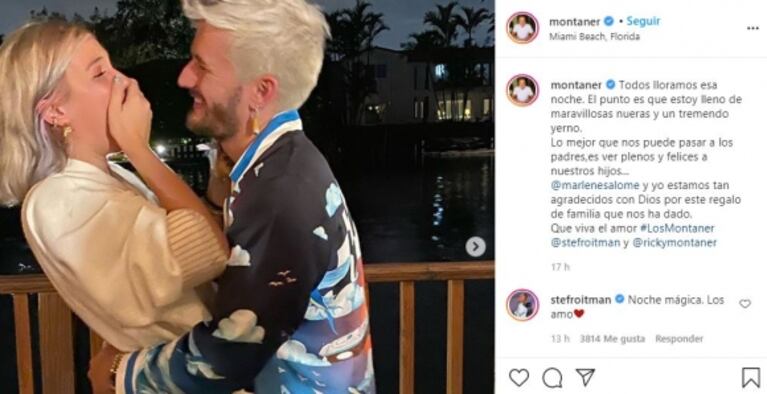 Ricardo Montaner dio detalles del compromiso de su hijo con Stefi Roitman:  “Todos lloramos esa noche”