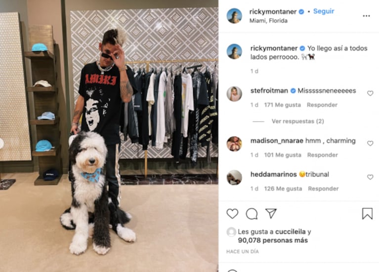 Ricky Montaner y Stefi Roitman llevaron a su mascota de shopping en Miami: "Yo llego así a todos lados"