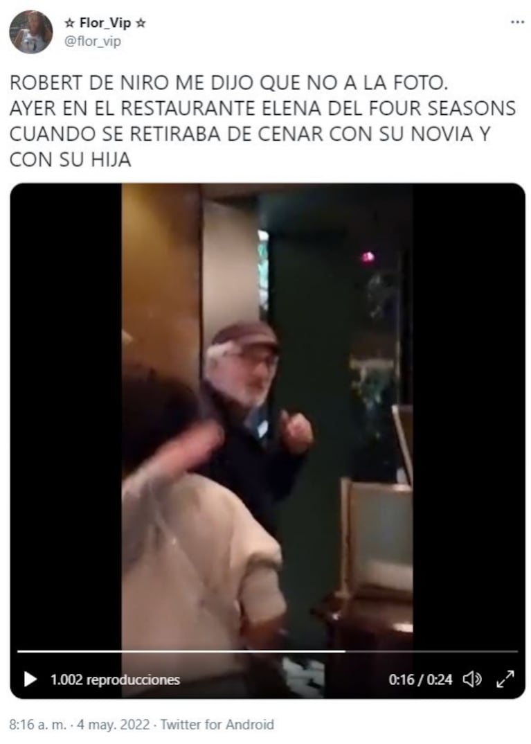 Robert De Niro se negó a sacarse una foto con una fan argentina y ella lo mandó al frente con un video: "Usted es grosera"