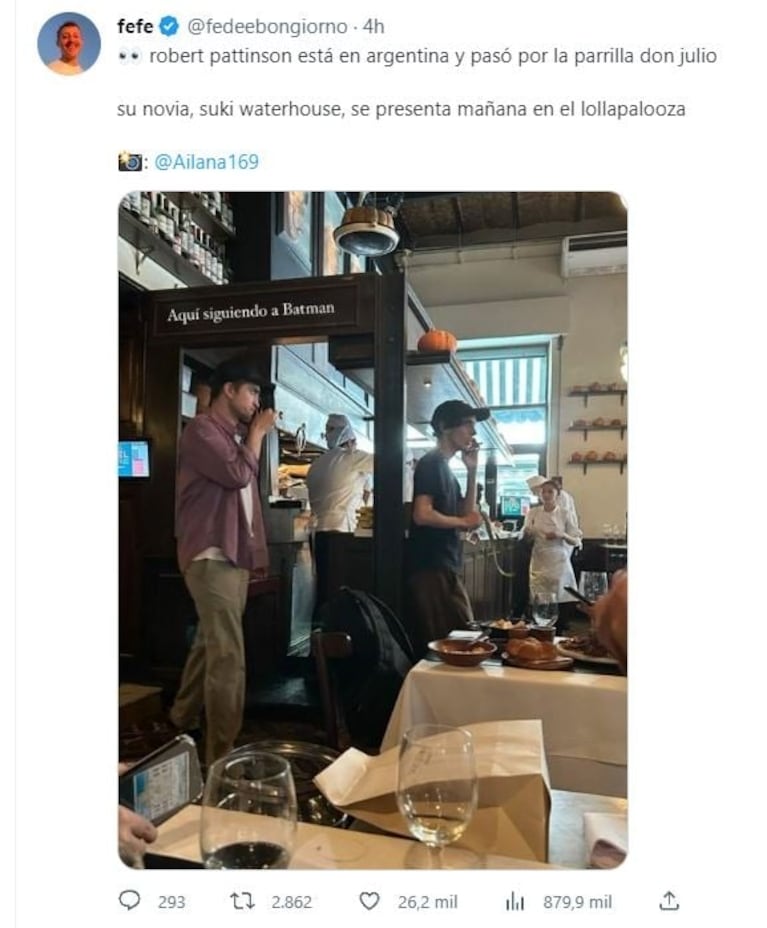 Robert Pattinson fue sorprendido en una parrilla de Buenos Aires y las redes estallaron: "Siguiendo a Batman"