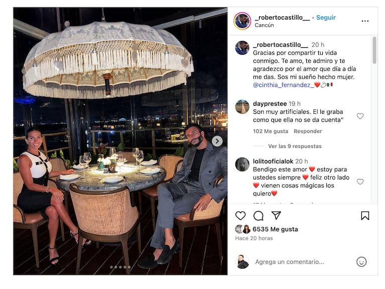 Roberto Castillo le declaró su amor a Cinthia Fernández, ¿con propuesta de casamiento incluida?