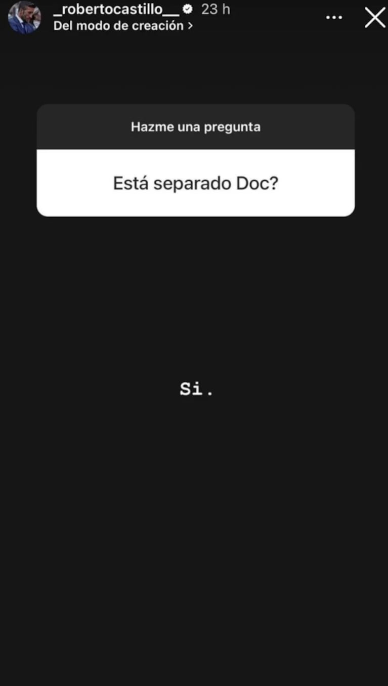 Roberto confirmó su separación en medio de los rumores de romance con Cinthia.