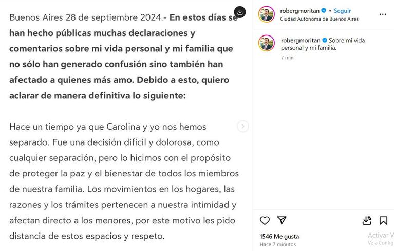 Roberto García Moritán (Foto: captura de Instagram).