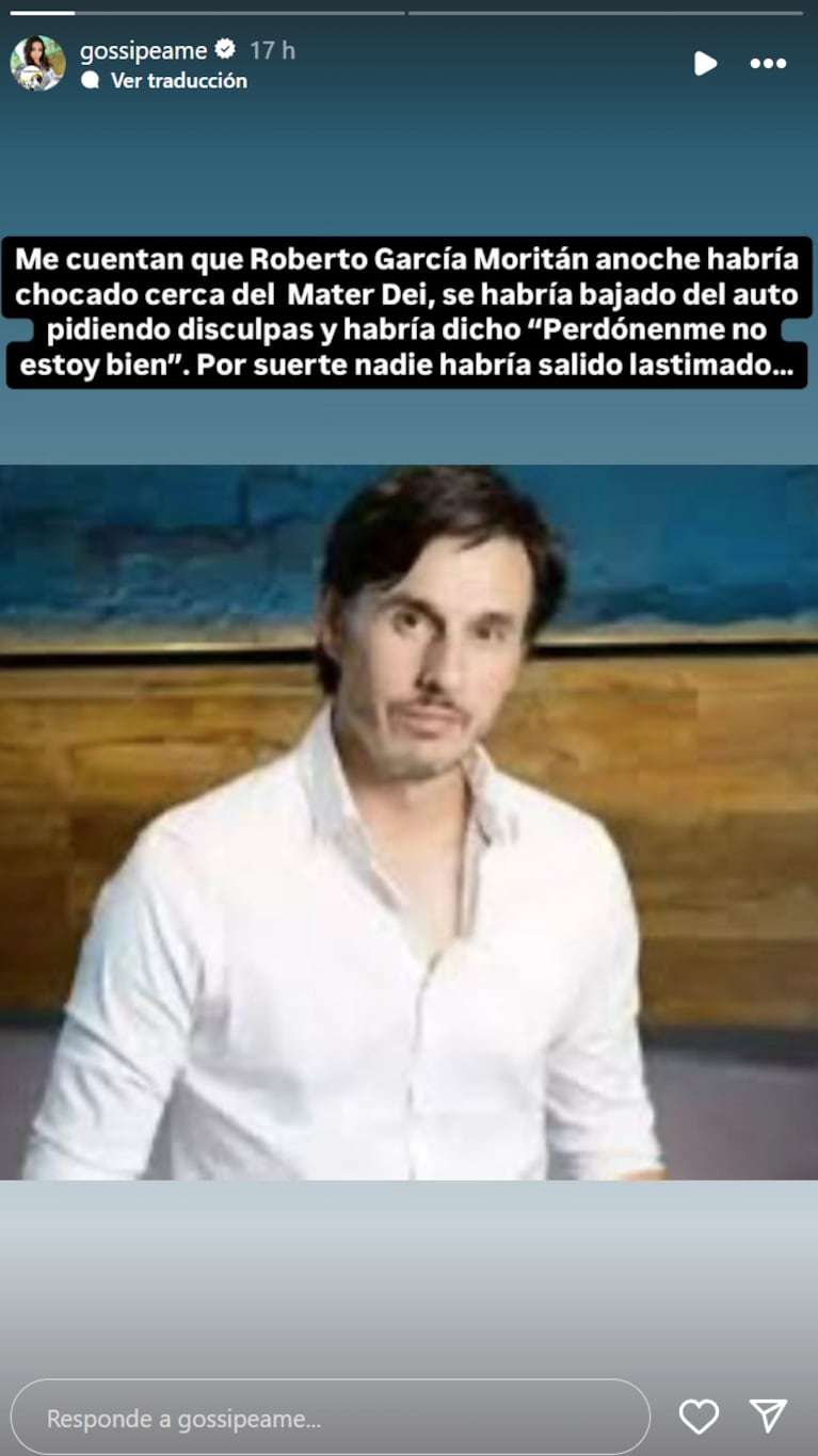 Roberto habría chocado su auto.