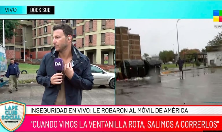 Robo en vivo a un móvil de América TV: tensión y desesperación (captura de Lape Club Social)