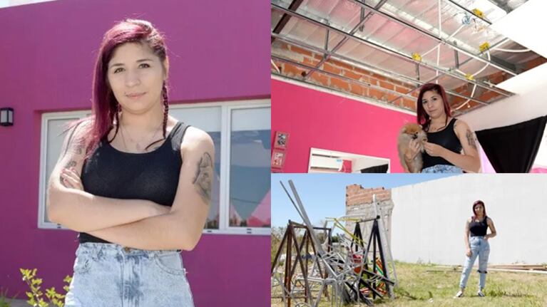 Roció está feliz por la reconstrucción de su casa. Fotos: Nahuel Ventura