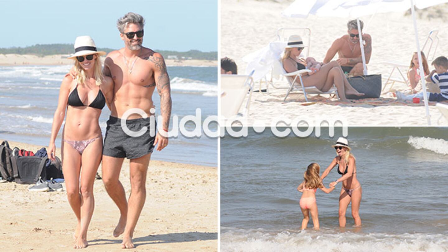 Rocío Guirao Diaz y Nicolás Paladini, con sus hijos en Punta del Este (Foto: GM Press)