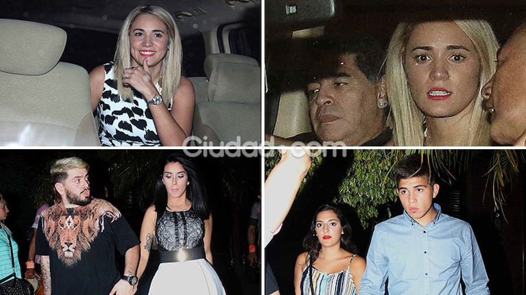 Rocío Oliva, Diego Maradona, Diego Junior, Nunzia Pennino, Jana Maradona y Gabriel Pagani festejaron Navidad en Familia. (Foto: Movilpress - Ciudad.com)