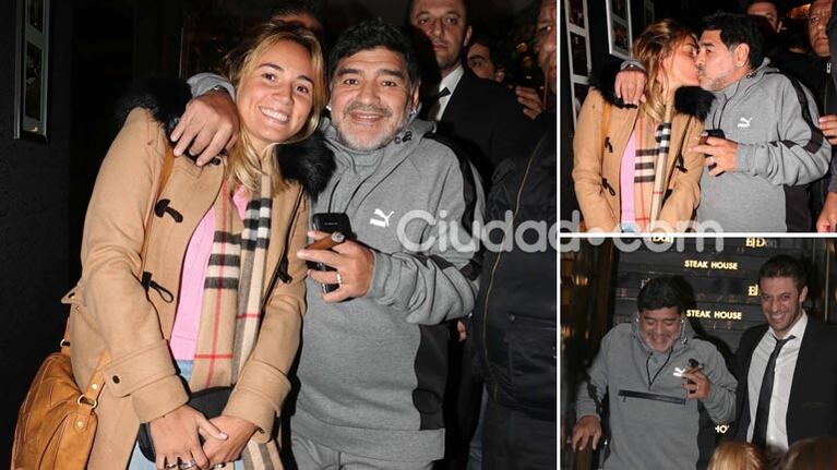 Rocío Oliva, Diego Maradona y Matías Morla cenaron juntos en el 30 aniversario de La mano de D10s. (Foto: MovilPress - Ciudad.com)